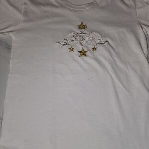 Bob Mackie Men's White T-Shirt with Gold Embroidery